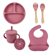 The Suction Dish Set — Bamboo & Silicone