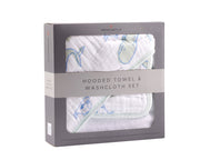 The Whale Hooded Towel & Washcloth Set