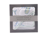 The Whale Hooded Towel & Washcloth Set