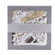 The Bamboo Hooded Towel & Washcloth — Animal Print