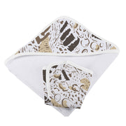 The Bamboo Hooded Towel & Washcloth — Animal Print