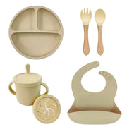 The Suction Dish Set — Bamboo & Silicone
