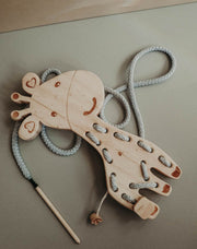The Giraffe Lacing Toy — Wooden Montessori